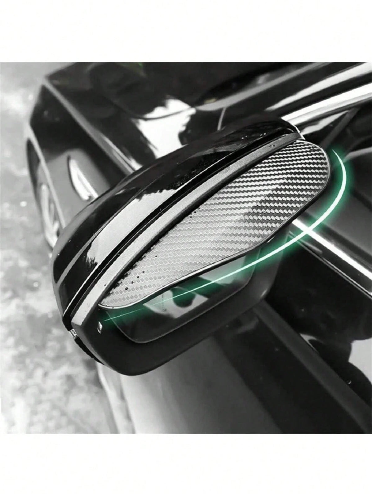 2pcs/Set Car Rear View Mirror Rain Visor Guard, Carbon Fiber Rear View Side Mirror Rain Eyebrow Universal Black Sticker Side Mirror Rain Eyebrow Rear View Mirror Cover Sun Visor Accessories For Cars S