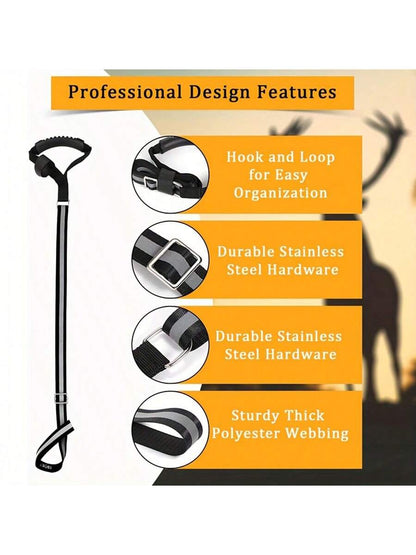 2pcs Upgraded Reflective Deer Drag Rope With Non-Slip Rubber Handle, Adjustable Length Deer Tie-Down Strap, Animal Restraint Drag Rope