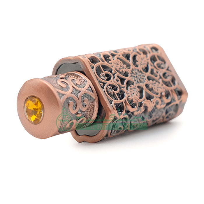 3 ml Pure Green Papuan Oud Perfume Oil in Bronze Arabesque Encased Glass Dipstick Bottle (Antiqued Finish)