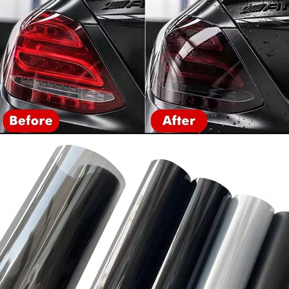 30*200CM Gloss Transparent Light Black Smoke PVC Film Tint Headlight Taillight Wrap Cover Film Foil Sticker Cover Armored Film For Cars