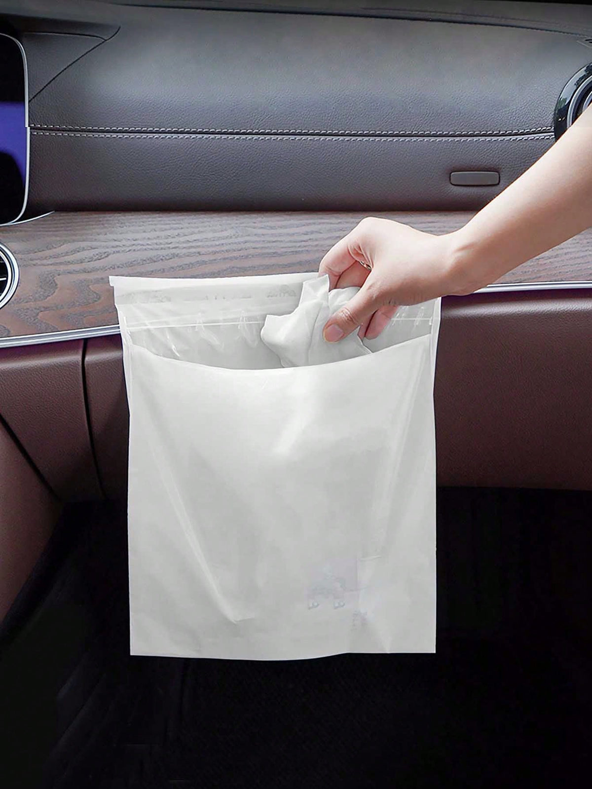 30/50pcs Easy Stick-On Disposable Car Trash Bag, Leakproof Vomit Bag, Beautiful Kitchen Storage Bag, Durable, Suitable For Cars, Kitchens, Bedrooms, Study Rooms, Travel, Camping, Office Spaces