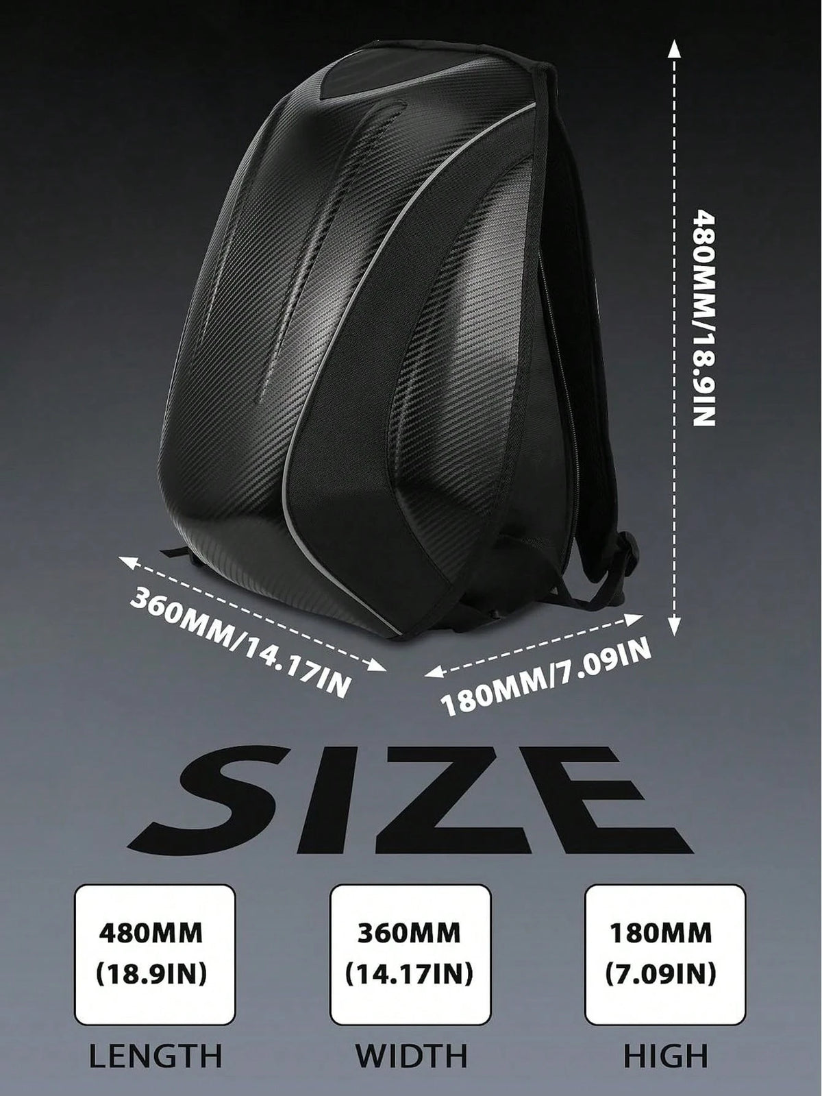 30L Hard Shell Carbon Fiber Pattern Motorcycle Backpack For Men| 30L Capacity Hard Shell Design Waterproof Helmet Backpack, Men's Riding Bag, Suitable For Travel And Daily Storage, Motorcycle Accesso