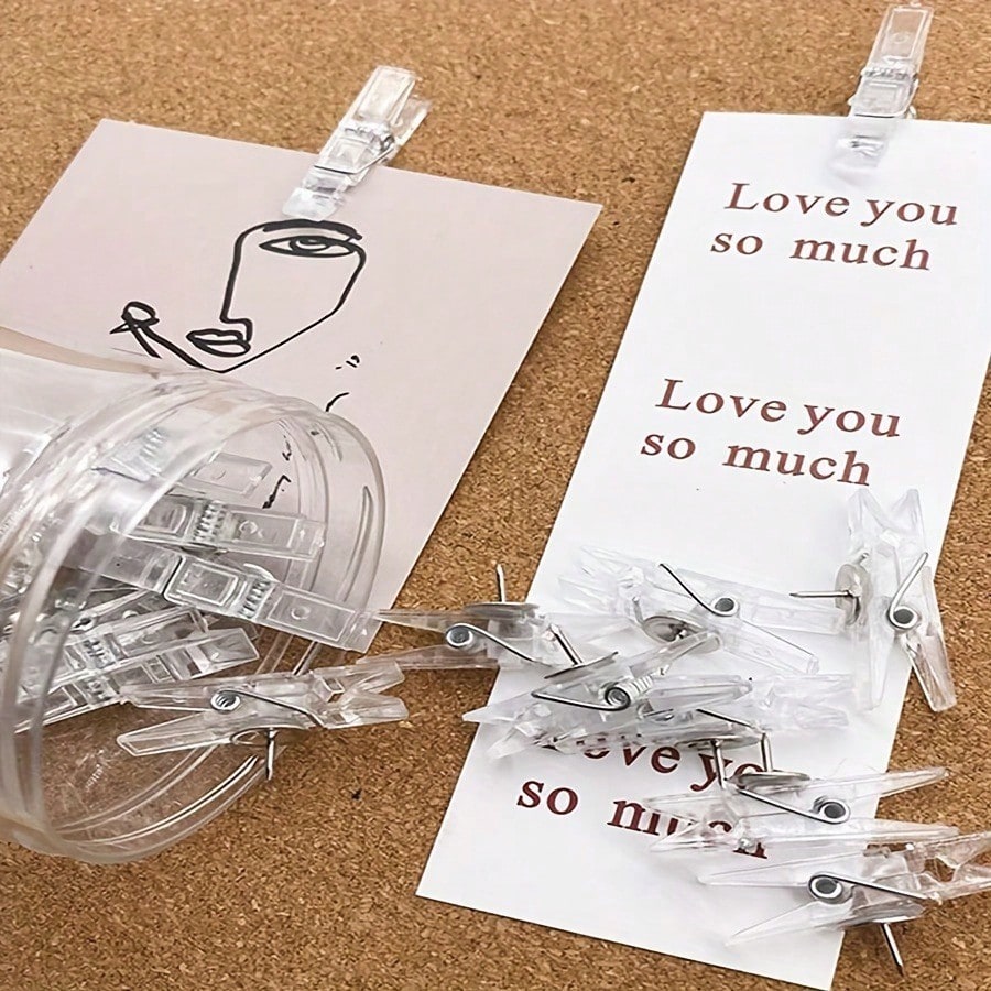 30pcs/20pcs/10pcs Drawing Pins Plastic Thumb Tack Clips Push Pins For Cork Board Office & School Supplies Binder Clips Felt Board Decoration Fixing Large Head Nail Clips, Suitable For Office And Schoo