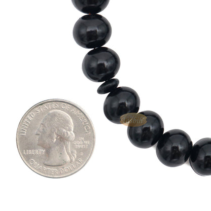 33-Bead Large 12x9.5 mm Black Monomer Tasbih 2 Chain Tassel