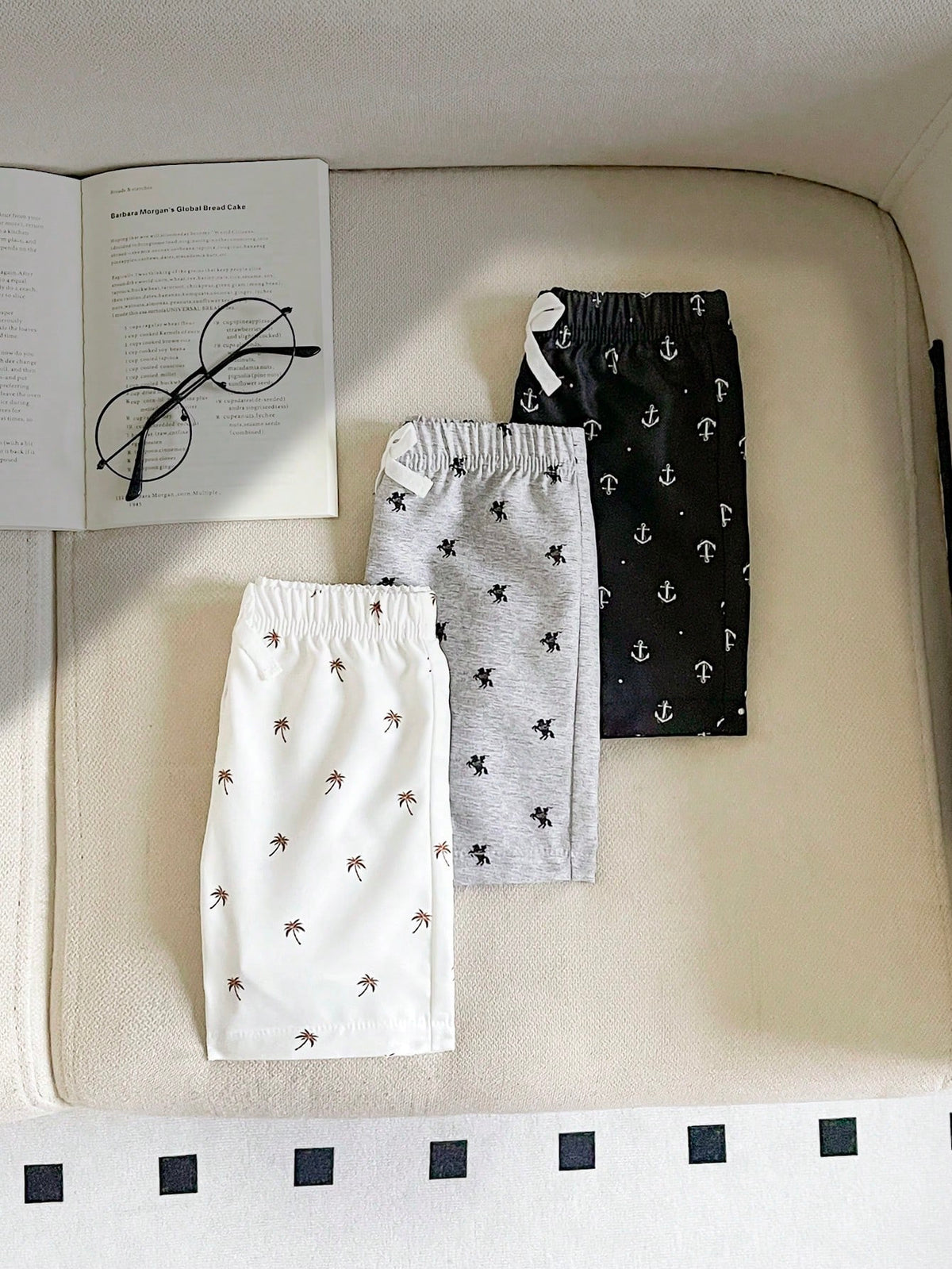 3pcs Baby Toddler Boys' Casual Multi-Color Elastic Waist Drawstring Printed Shorts Suitable For Summer Outdoor School Daily Light Grey Soft