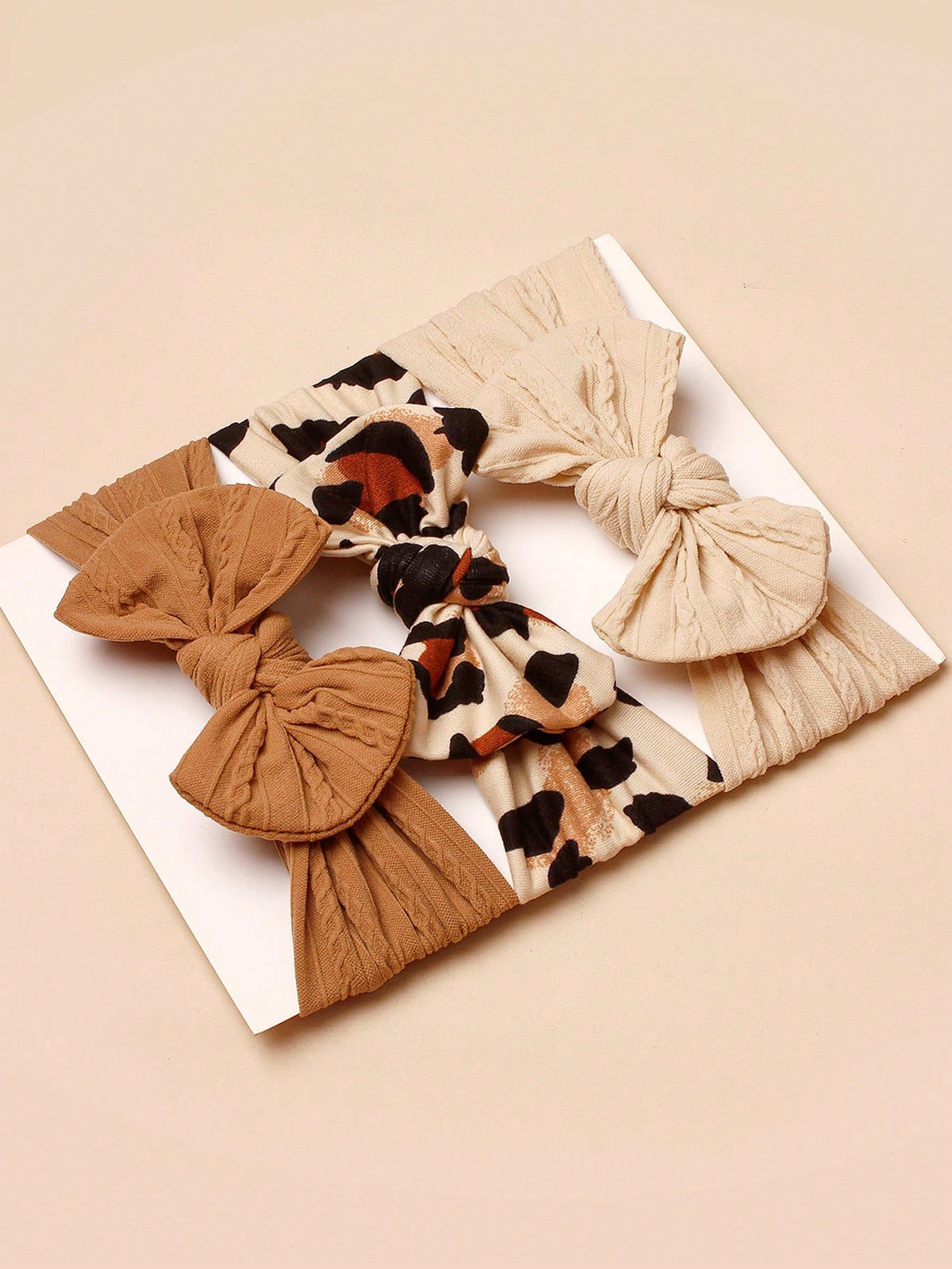 3pcs Nylon Leopard Print Bow Headbands For Babies (Paper Card For Decoration) Love Valentine