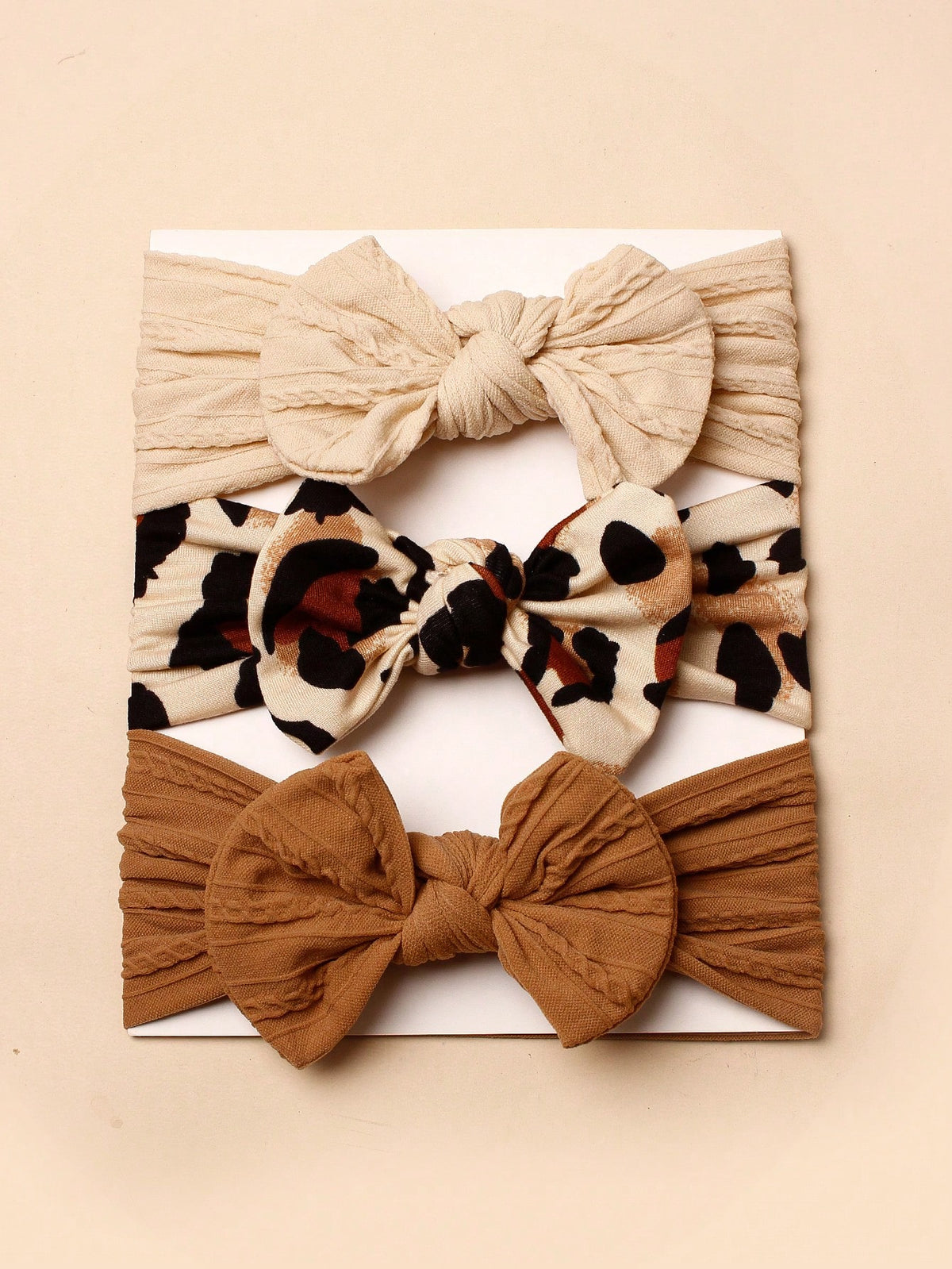 3pcs Nylon Leopard Print Bow Headbands For Babies (Paper Card For Decoration) Love Valentine