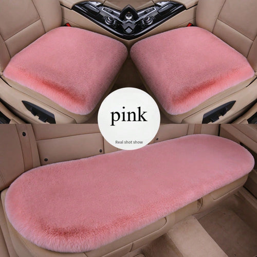 3pcs Plush Car Seat Cushion, Short Plush Whole Rear Seat Cushion Set,Car Accessories