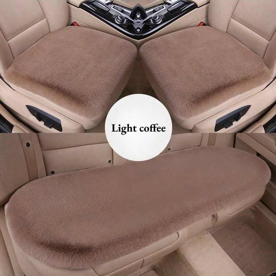 3pcs Plush Car Seat Cushion, Short Plush Whole Rear Seat Cushion Set,Car Accessories