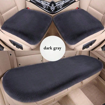3pcs Plush Car Seat Cushion, Short Plush Whole Rear Seat Cushion Set,Car Accessories