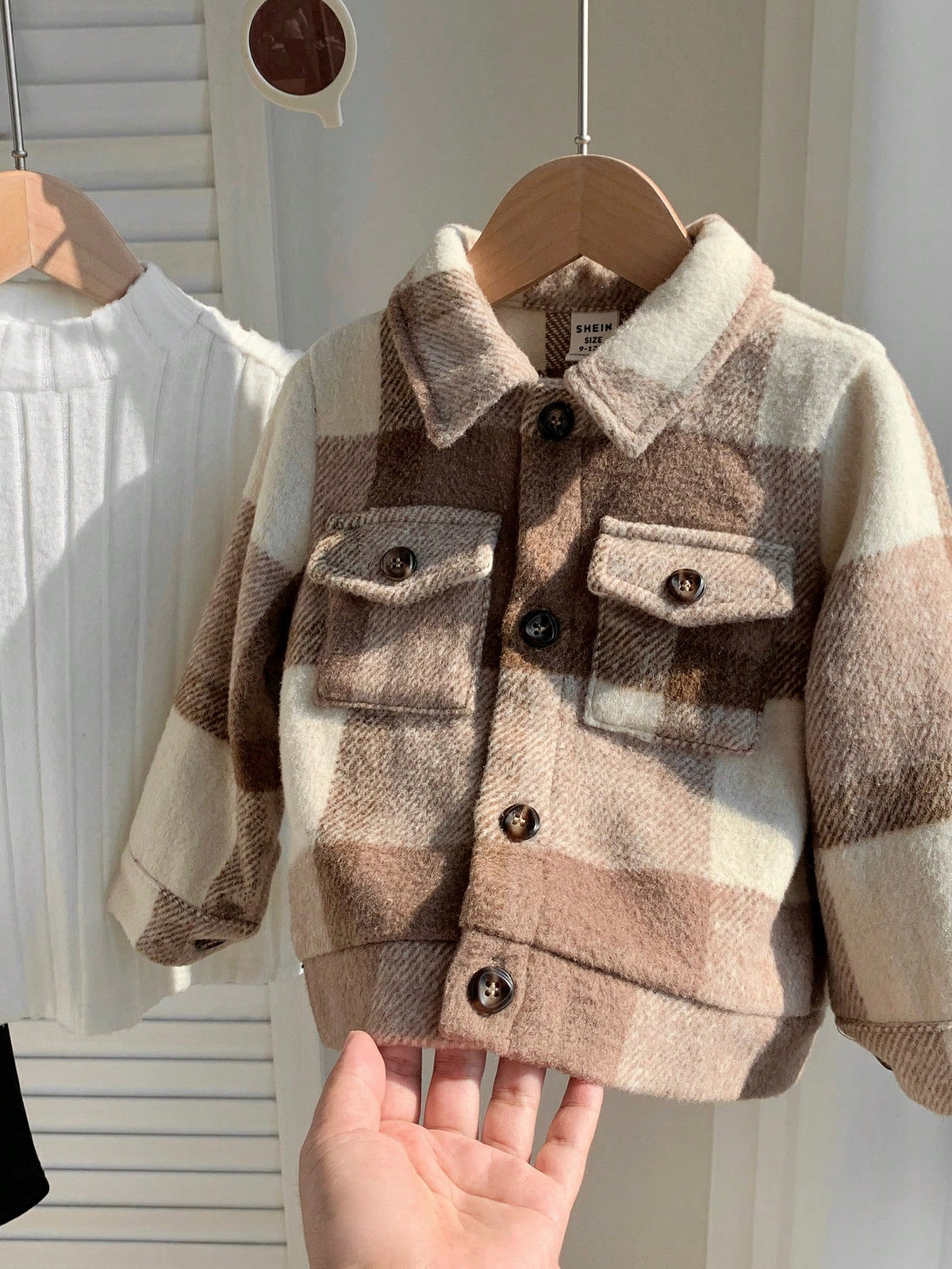 3pcs/Set Baby Boy Retro Plaid Jacket,White Ribbed Stand Collar Winter Top&Thermal Lined Pants,Autumn Matching Family Warm Fleece Clothes For Outdoor