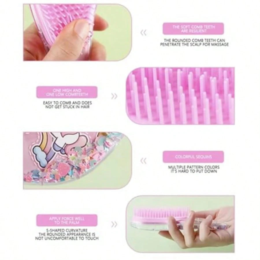 3pcs/Set Cute Cartoon Animal Children Mini Comb Set, Portable Travel Scalp Massage Detangling Comb, Gentle Anti-Tangle Styling Comb, Suitable For Boys And Girls Toddlers Daily Hair Care