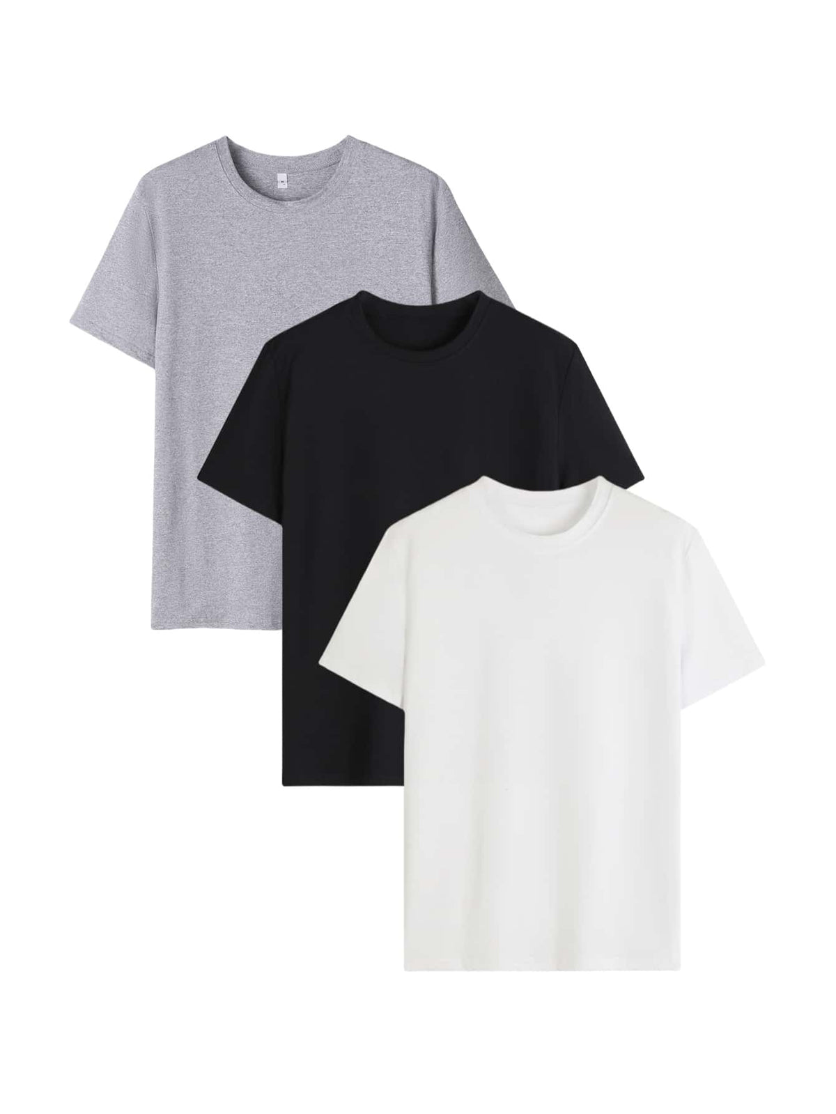 3pcs/Set Women's Summer Casual Round Neck Short Sleeve T-Shirts, Fashionable Solid Color Tops Suitable For Daily Wear. White Top, Black Top, Pink Top