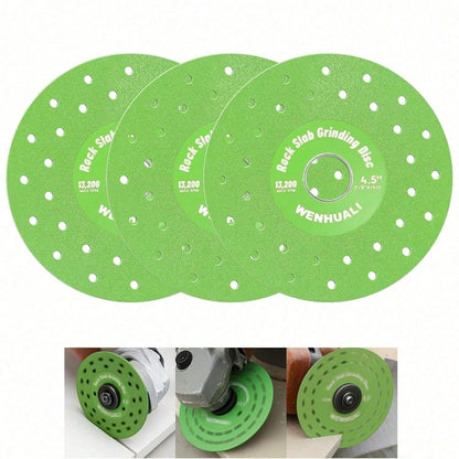 4.5" Diamond Rock Slab Grinding Disc Set, 3 Pcs Multi-Pore Flat Cutting Blades, Ultra-Wide 1.2" For Tile, Glass, Marble, Granite, Angle Grinder & Diamond Saw Blade
