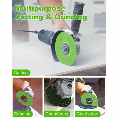4.5" Diamond Rock Slab Grinding Disc Set, 3 Pcs Multi-Pore Flat Cutting Blades, Ultra-Wide 1.2" For Tile, Glass, Marble, Granite, Angle Grinder & Diamond Saw Blade