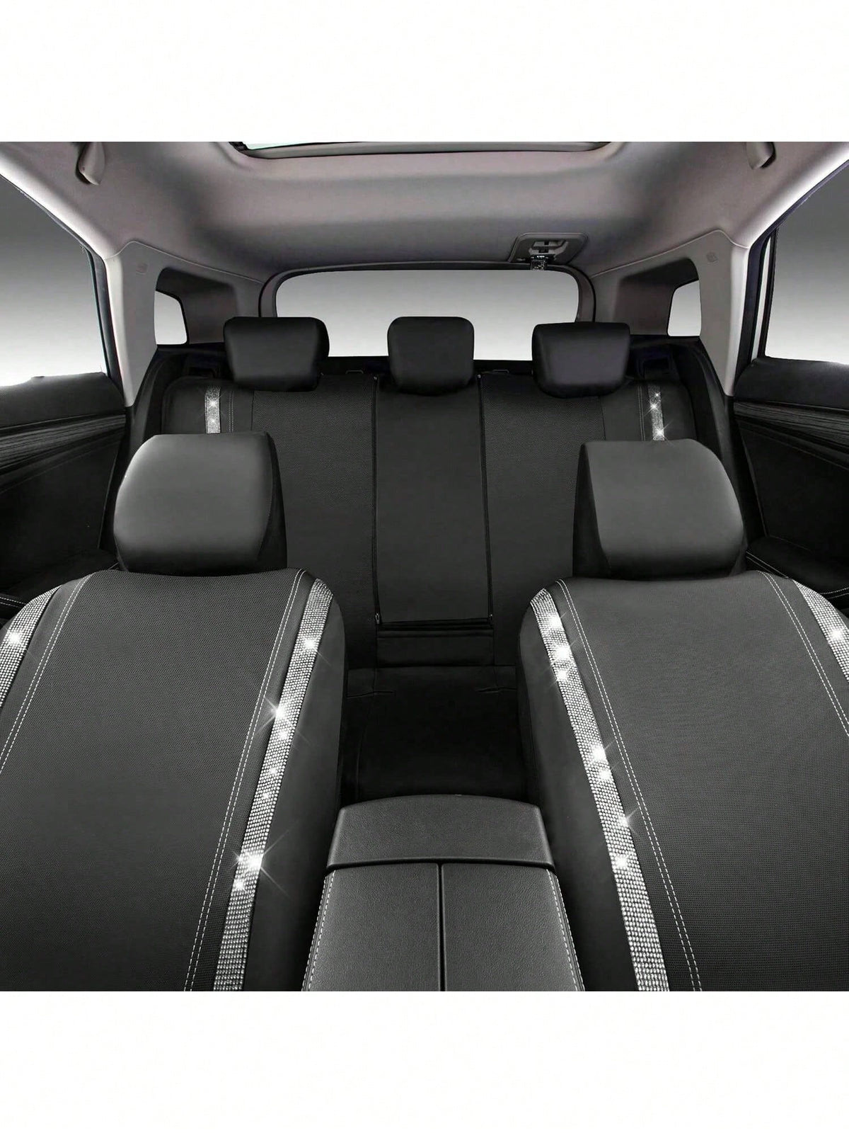 4/9pcs Set Sparkling Diamond Car Seat Covers, Shiny Rhinestone Seat Covers, Back Seat With Zipper, Universal Fit For 95% Of Cars, Suitable For Cute Women And Girls, Multicolor Diamond
