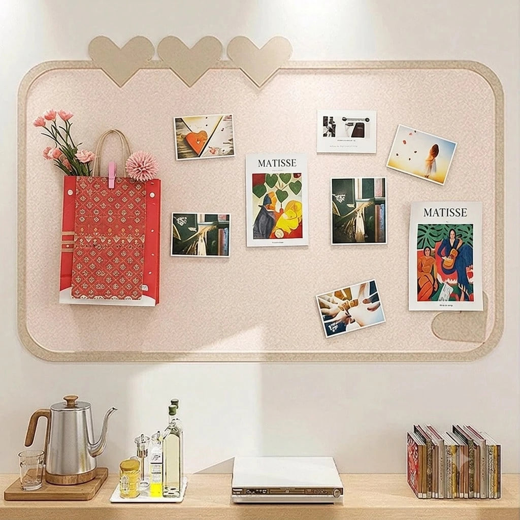 40x60cm Self-Adhesive Heart-Shaped Bulletin Board, Photo Wall Decor Background, Room Decor Memo Board, Suitable For Wall Decor, Office Memo, Desk Insulation, Birthday Home Decor, Back To School Room D