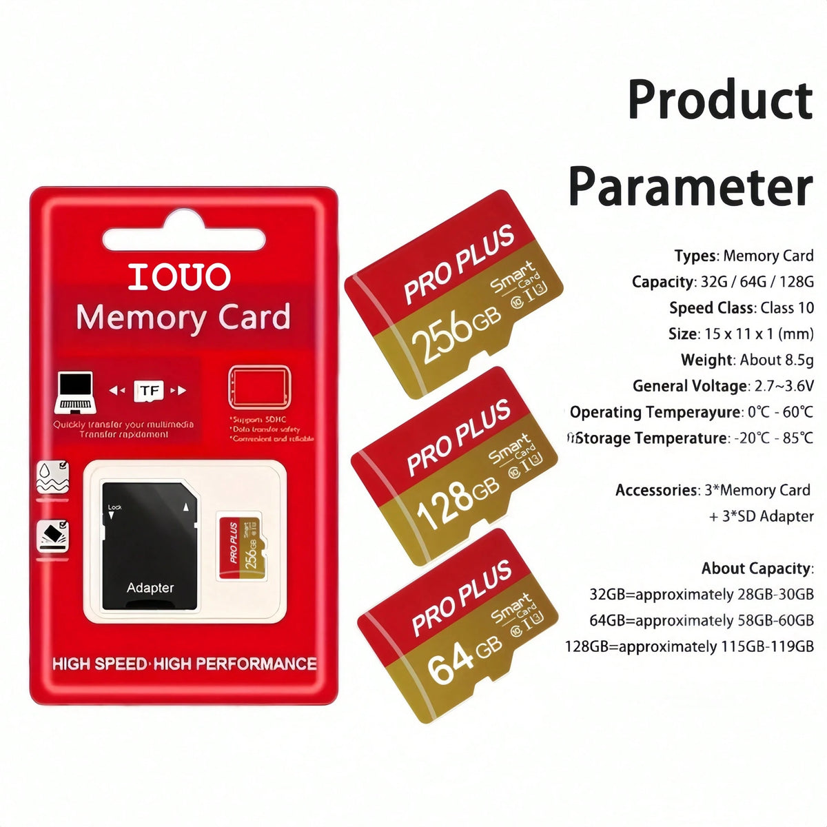 4pcs High-Speed U3 C10 A1 Memory Cards With Adapter- 128GB, 256GB, 512MB, 256MB, 128MB, 64MB For Tablets, Cameras, Phones, Car Audio- Secure File Storage, No Battery Needed, Camera Storage Solution