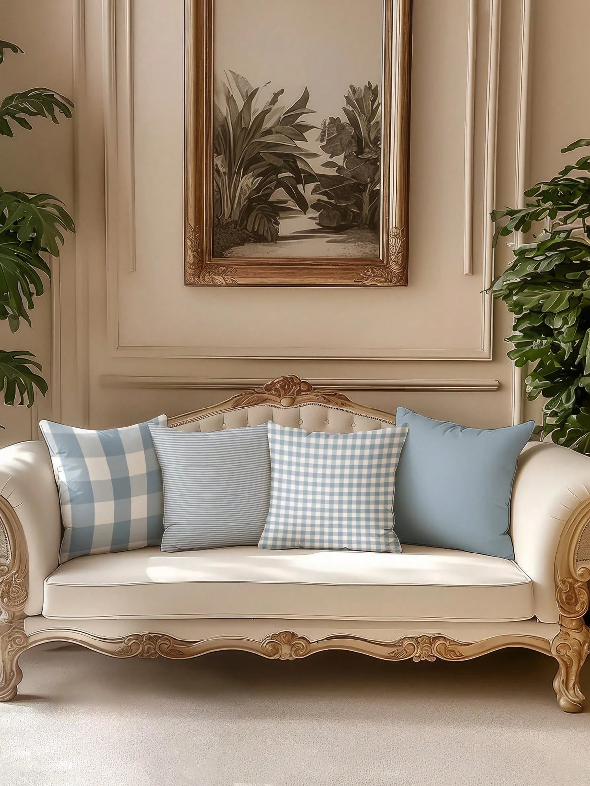 4pcs, Light Blue Striped Pillow Covers, Best-Selling, Home Decorative Pillow Covers, Sofa Living Room Bedroom Pillow Covers, No Pillow Insert