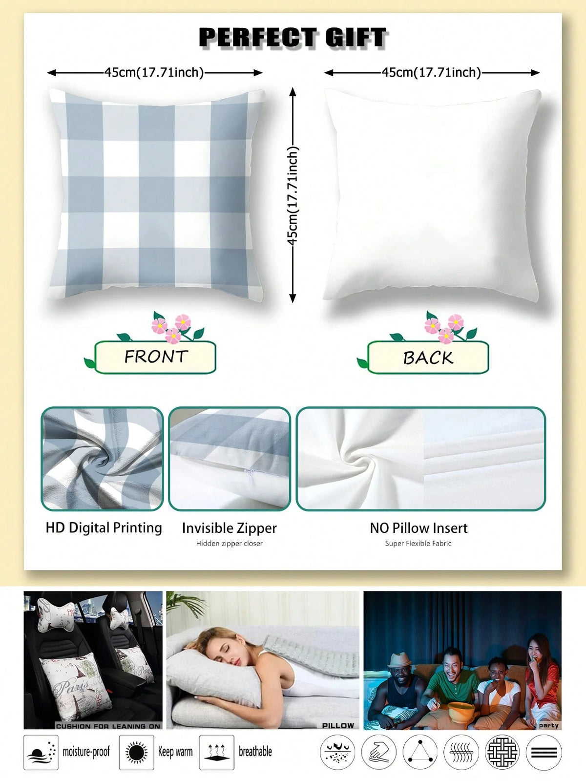 4pcs, Light Blue Striped Pillow Covers, Best-Selling, Home Decorative Pillow Covers, Sofa Living Room Bedroom Pillow Covers, No Pillow Insert