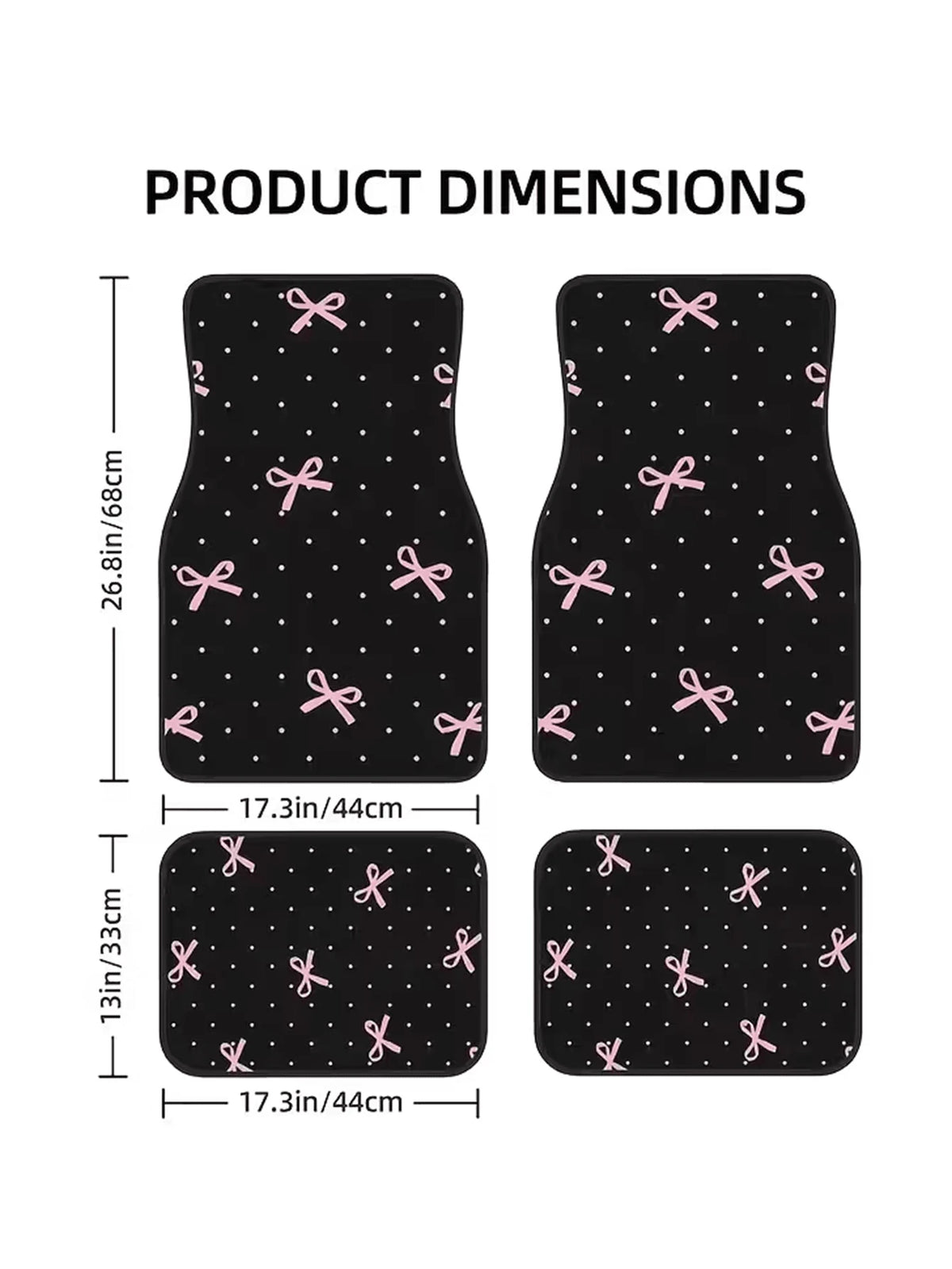 4pcs Pink Bow Car Floor Mats Set- Durable Polyester Material, Easy To Clean, Front & Rear Seat Protection, All-Weather Use, Fit For Trucks, Sedans And SUVs, Perfect Gift