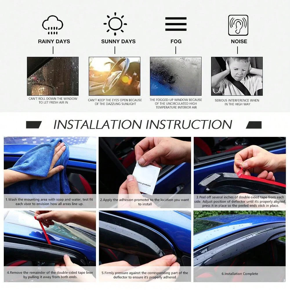 4PCS Window Visors Compatible With Honda Accord Sedan 2003–2007, Smoke Acrylic Rain Guards Car Stuff Valentine's Day Gifts For Men