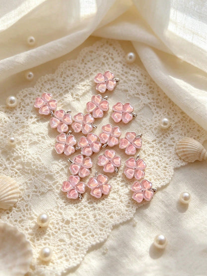 5pcs Gradient Four-Leaf Clover Nail Art Charms, Gold Frame Mermaid Shell Iridescent Pearl Glossy Four-Leaf Clover Nail Decor, Shiny Smooth 3D Embellishments, Suitable For Acrylic Nails, Phone Cases, R