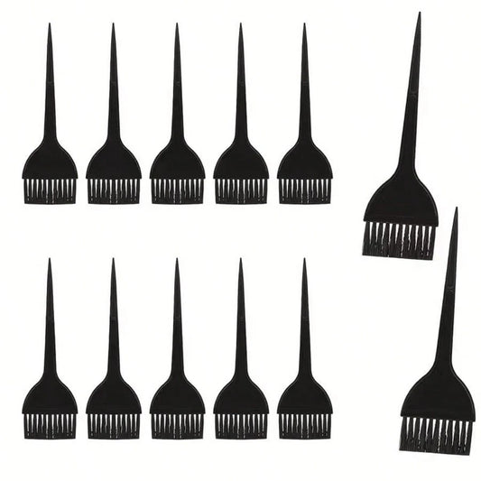 6/12/18/24pcs Black Hair Coloring Brush Set, Including Dye Brushes And Combs, Hair Dyeing Tools