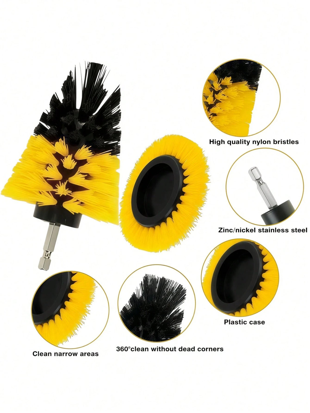 7 Pcs Drill Brush Attachment Set, Power Cleaning Scrub Brush Kit With Extend Long Attachment, All Purpose Drill Scrub Brushes For Car, Grout, Floor, Tub, Bathroom And Kitchen