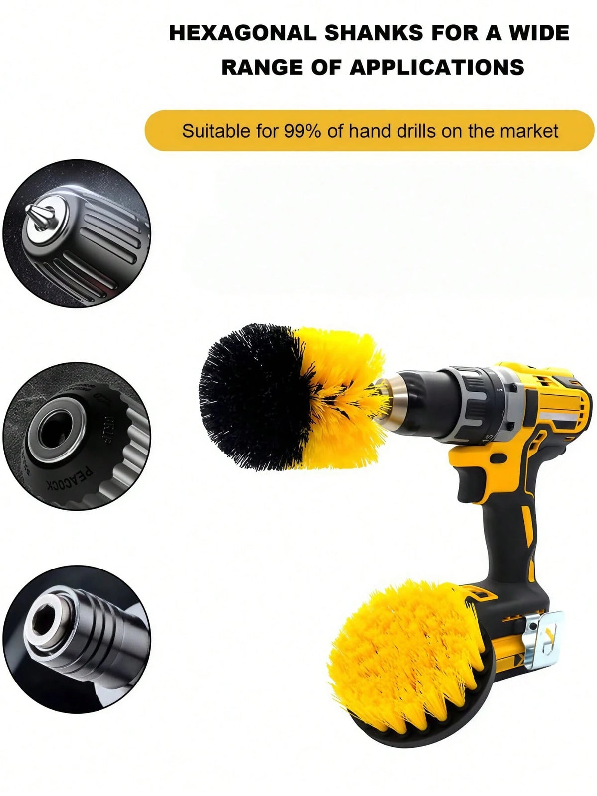 7 Pcs Drill Brush Attachment Set, Power Cleaning Scrub Brush Kit With Extend Long Attachment, All Purpose Drill Scrub Brushes For Car, Grout, Floor, Tub, Bathroom And Kitchen