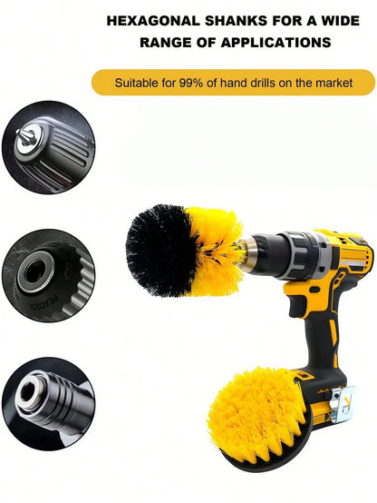 7 Pcs Drill Brush Attachment Set, Power Cleaning Scrub Brush Kit With Extend Long Attachment, All Purpose Drill Scrub Brushes For Car, Grout, Floor, Tub, Bathroom And Kitchen