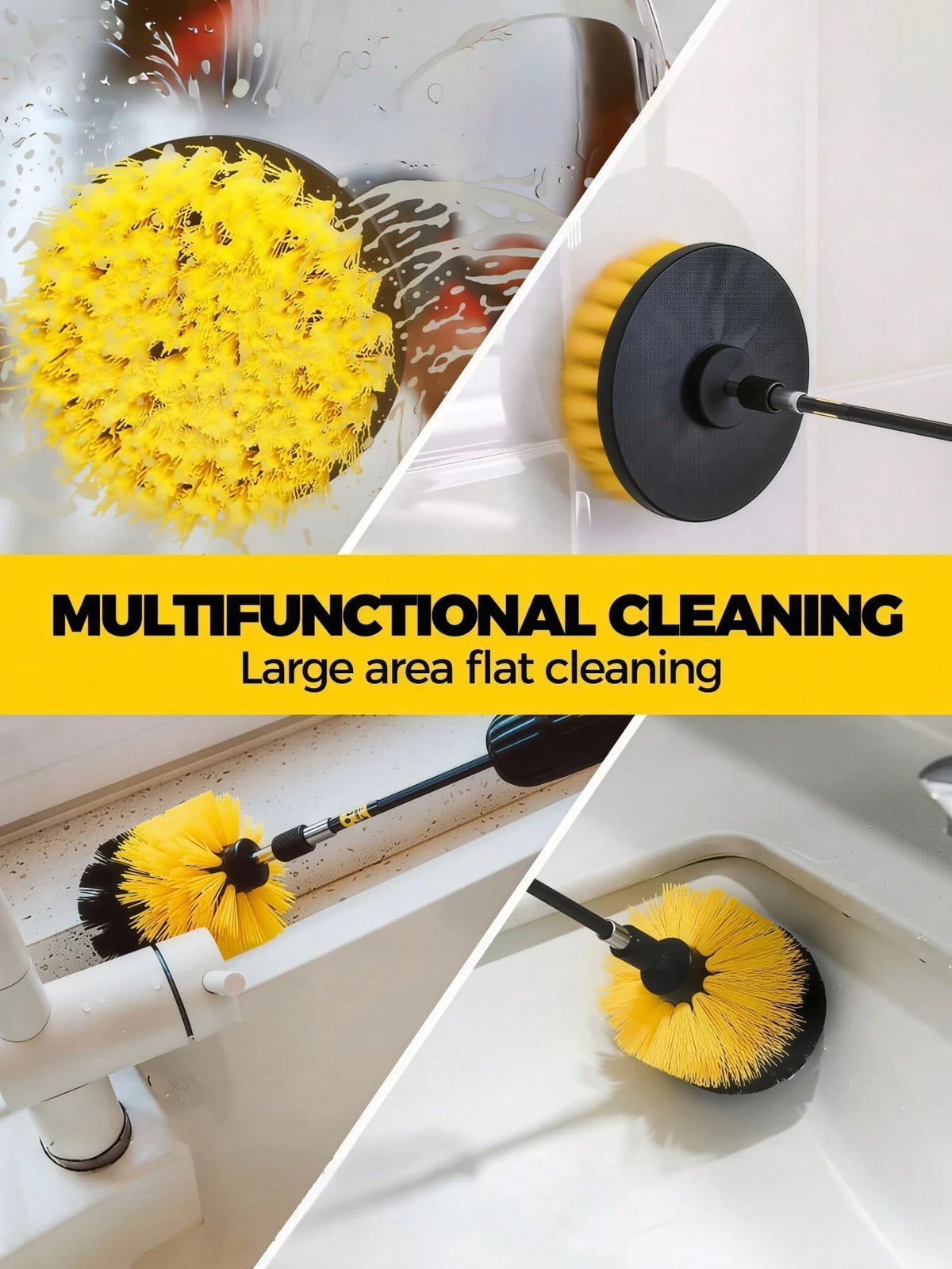 7 Pcs Drill Brush Attachment Set, Power Cleaning Scrub Brush Kit With Extend Long Attachment, All Purpose Drill Scrub Brushes For Car, Grout, Floor, Tub, Bathroom And Kitchen