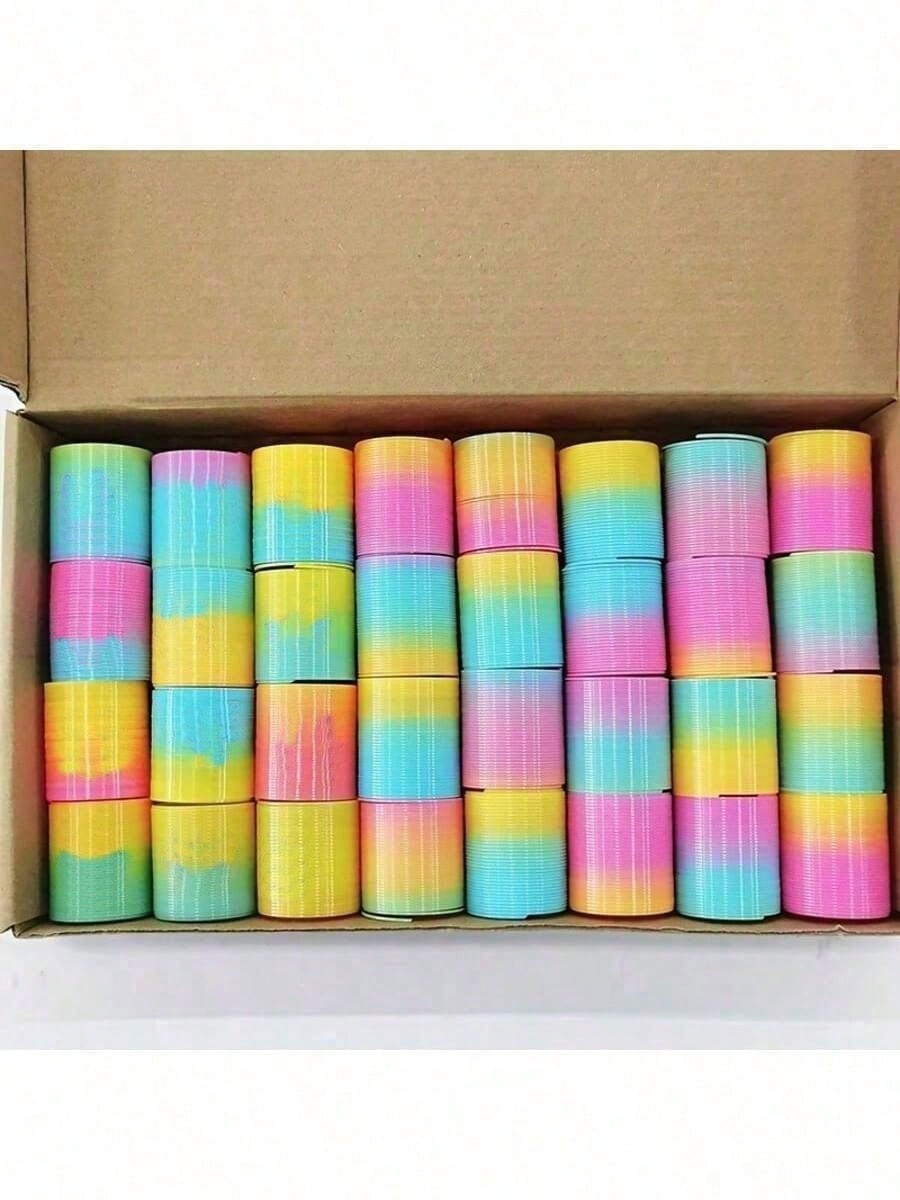 72/48/36/24/12/5pcs Mini Spring Party Favors, Colorful Coils, Mixed Colors, Heart And Star Shapes, Spring Rainbow Fidget Stress Coil, Perfect For Filling Socks, Suitable As Carnival Prizes, Birthday