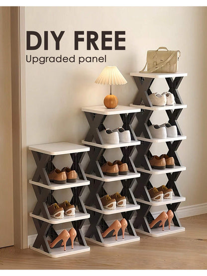 9-Layer Narrow Entrance Shoe Rack Plastic Vertical Shoe Storage Box, Space Saving, Independent Shoe Storage Rack, Easy To Install, Corridor Storage Rack For Shoes, Clothes, Hats, Bags, Books, Home Ac