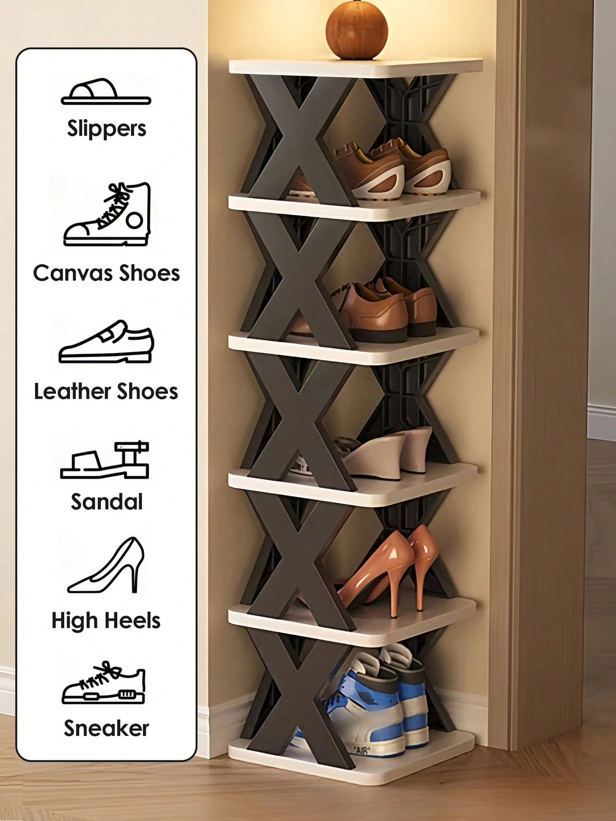 9-Layer Narrow Entrance Shoe Rack Plastic Vertical Shoe Storage Box, Space Saving, Independent Shoe Storage Rack, Easy To Install, Corridor Storage Rack For Shoes, Clothes, Hats, Bags, Books, Home Ac