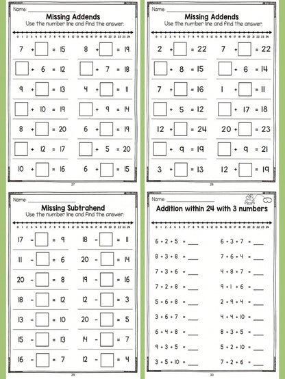 Addition And Subtraction Within 10 And 20, Number Lines, Word Puzzles, Decomposition And Combination, Mental Arithmetic Cards, Vertical And Horizontal Layouts, Daily Arithmetic Training, Students, Sch