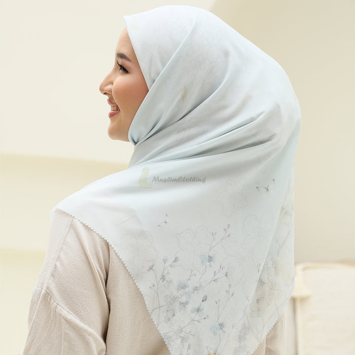 Aisyah Scarves® Bliss Light Blue Blossom Series Scarf Hijab