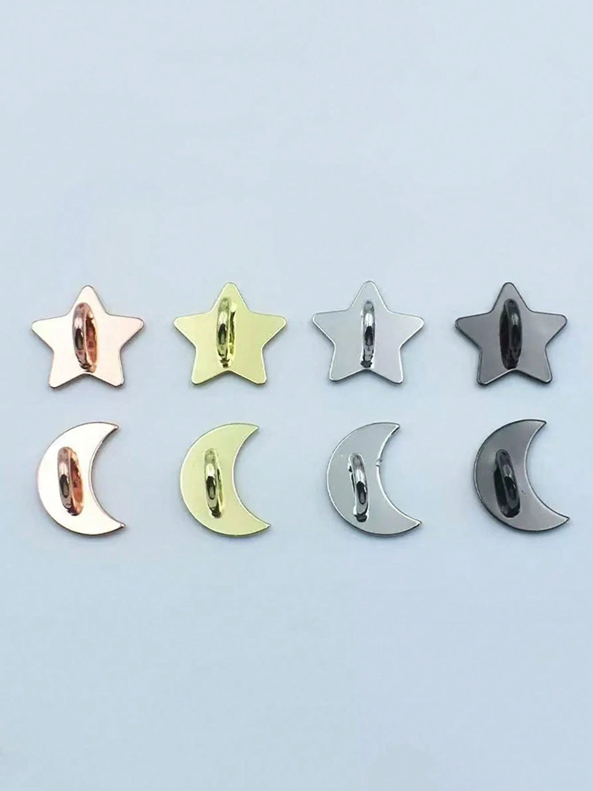 Alloy DIY Phone Case 2pcs Silver-Color Metal Heart, Star, Moon Snap Buttons, Suitable For DIY Phone Case Straps, Keychains, Bag Accessories, Keyring, Phone Lanyard, Handmade Decorative Jewelry Finding