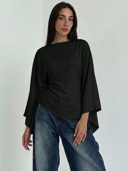 Aloruh Boat Neck Voluminous Sleeve Cinched Waist Commuter Shirt