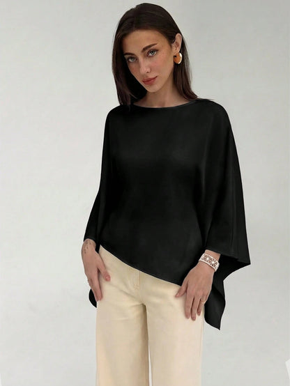 Aloruh Boat Neck Voluminous Sleeve Cinched Waist Commuter Shirt
