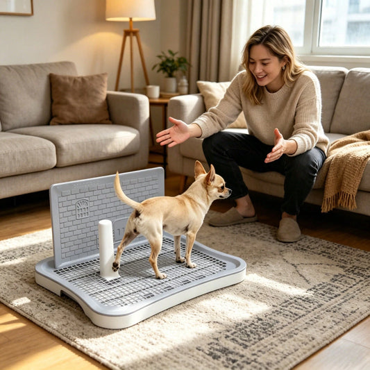 Anti-Splash Puppy Potty Tray Dog Potty Tray For Small Puppies, Indoor Pet Toilet With Splash Wall, Training Post, 20.1" X 15.4" Mesh Pee Pad Holder For Dogs, Cats, Rabbit- Quick Drain, Easy To Clean