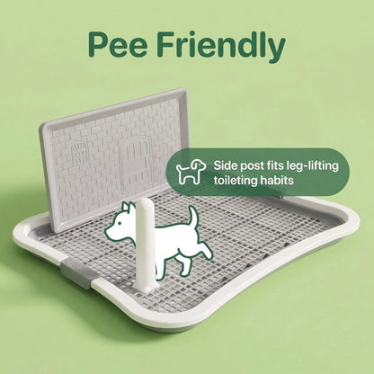 Anti-Splash Puppy Potty Tray Dog Potty Tray For Small Puppies, Indoor Pet Toilet With Splash Wall, Training Post, 20.1" X 15.4" Mesh Pee Pad Holder For Dogs, Cats, Rabbit- Quick Drain, Easy To Clean