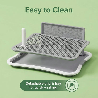 Anti-Splash Puppy Potty Tray Dog Potty Tray For Small Puppies, Indoor Pet Toilet With Splash Wall, Training Post, 20.1" X 15.4" Mesh Pee Pad Holder For Dogs, Cats, Rabbit- Quick Drain, Easy To Clean