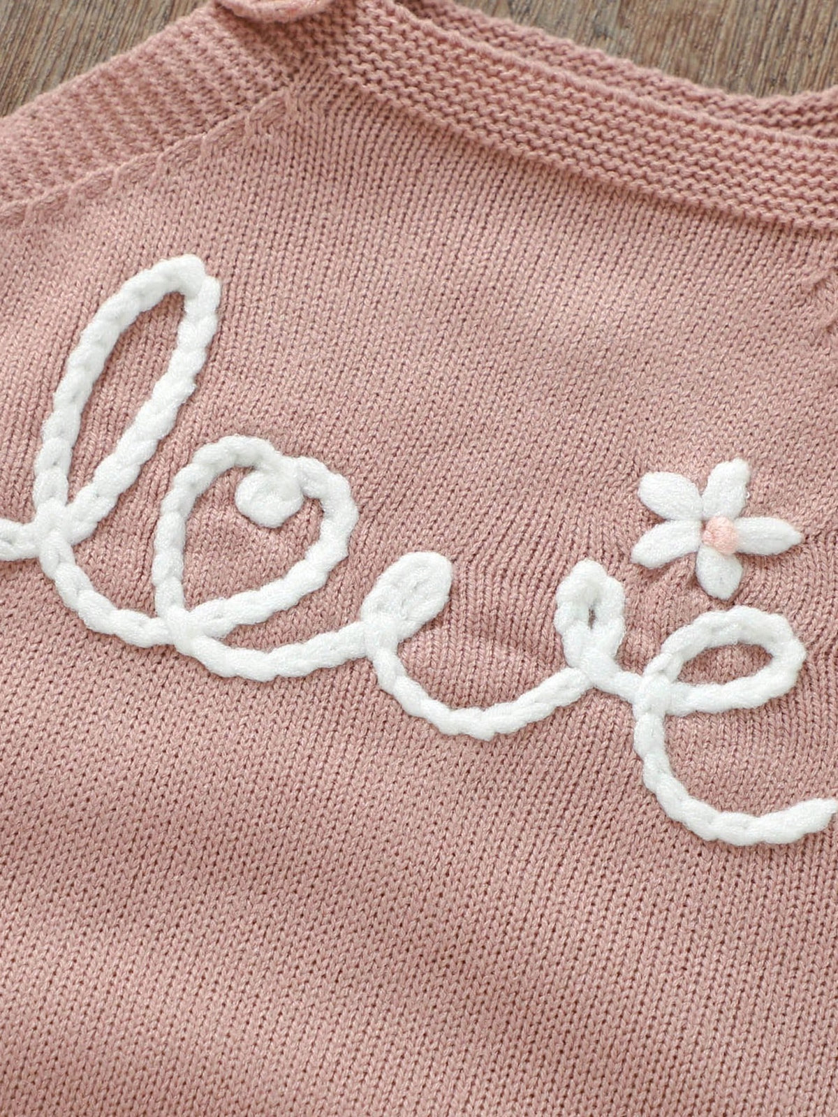Baby Girl Letter Embroidered Sweater Bodysuit