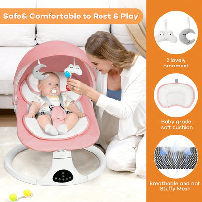 Baby Swing, Newborn Bouncer, Electric Cradle With Music Speaker, 3 Seat Positions, 5 Speed Settings, Remote Control, Dual Power Supply