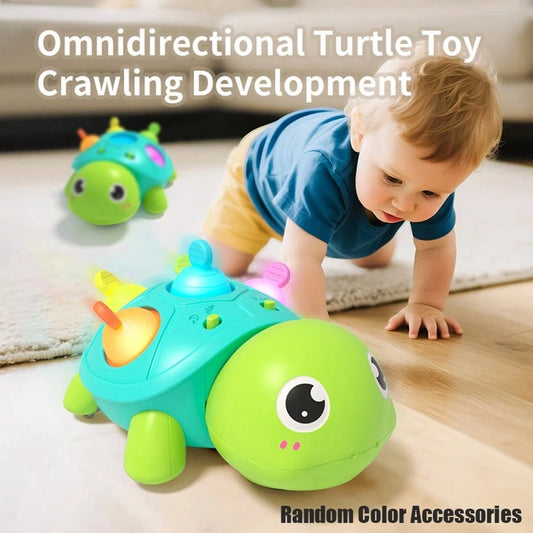 Baby Toys 6 To 12 Months, All-Round Musical Turtle Crawling Infant Toys, Baby Essentials, Ideal Development Birthday Gifts For Girls Boys, Early Learning Educational Toy With Light & Sound (Requires 3