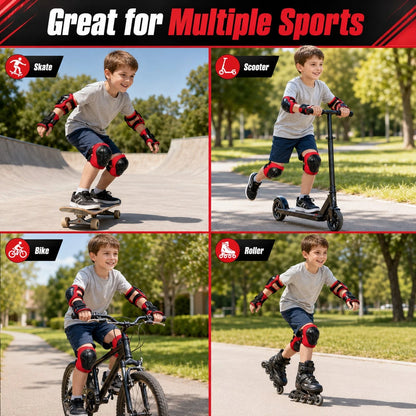 BAT DEICIDE 6PCS Kids Protective Gear CPSIA Certified: Knee Pads Elbow Pads Wrist Guards For Skateboard Cycling Scooter Skating Balance Bike 5-10Y, Back To School