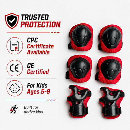 BAT DEICIDE 6PCS Kids Protective Gear CPSIA Certified: Knee Pads Elbow Pads Wrist Guards For Skateboard Cycling Scooter Skating Balance Bike 5-10Y, Back To School