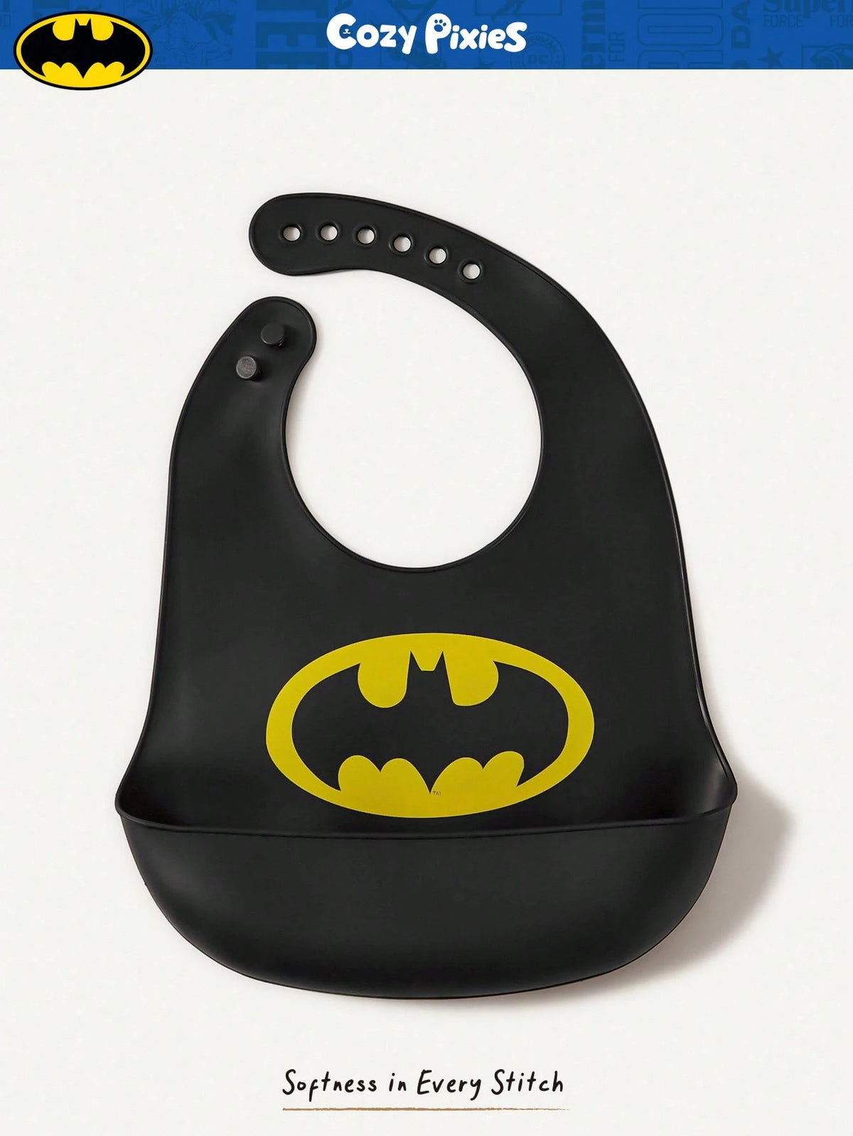 BATMAN X Cozy Pixies Baby Bat Pattern Cute Bib For Everyday Wear