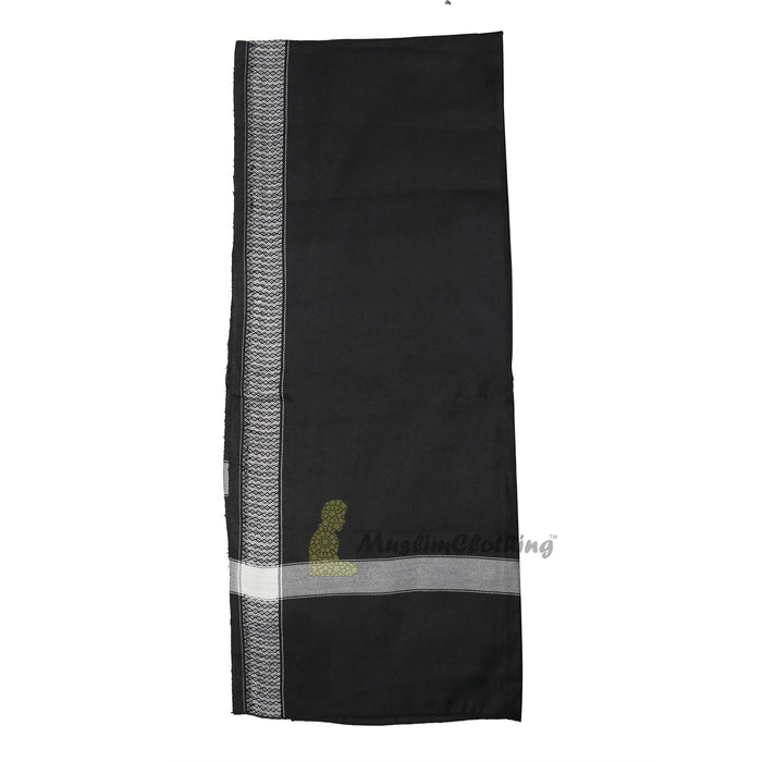 Black Style Sorban Shawl Turban White Border Design 208 x107cm
